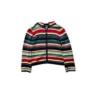 Liz Claiborne Women's L Multicolored Striped Zip-Up Hoodie Jacket
